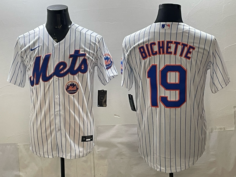 Men MLB New York Mets #19 Bo Bichette white Nike jersey 006